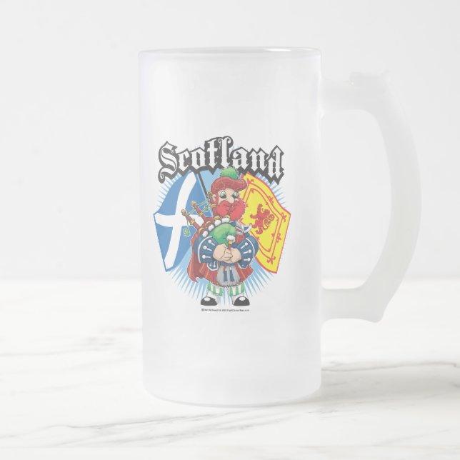Taza De Cristal Esmerilado Banderas y gaitero de Escocia (Derecha)