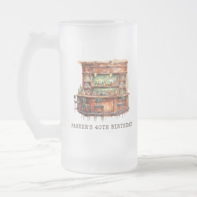 Taza De Cristal Esmerilado Bar Adultos Cumpleaños Cualquier Edad (Izquierda)