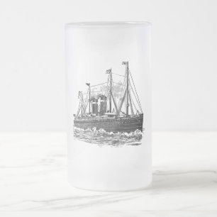 Taza De Cristal Esmerilado Barco de vapor de Steampunk del vintage