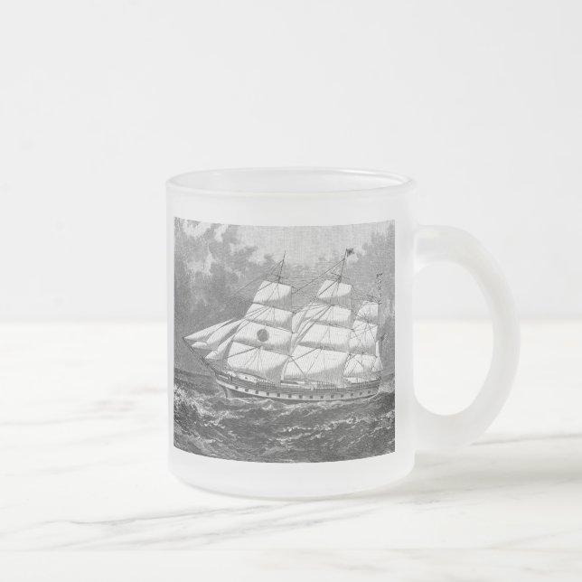Taza De Cristal Esmerilado Barco de vela (Derecha)