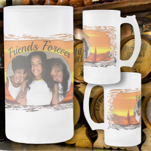 Taza De Cristal Esmerilado Barco de vela Puesta de sol 1300 Amigos por siempr