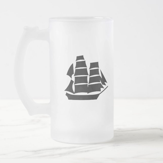 Taza De Cristal Esmerilado Barco pirata. Velero (Izquierda)