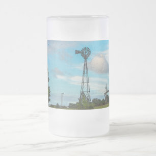 Taza De Cristal Esmerilado Barranca de aves de viento de rebaño de rana