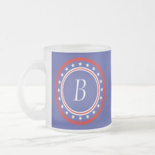 Taza De Cristal Esmerilado Barras y estrellas patrióticas - con el monograma