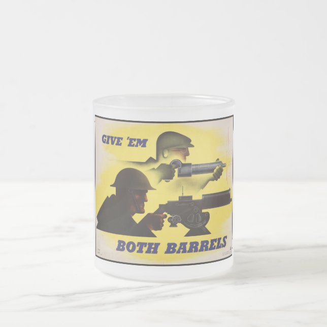 Taza De Cristal Esmerilado Barriles, ejército e industria, esfuerzo de guerra (Centro)