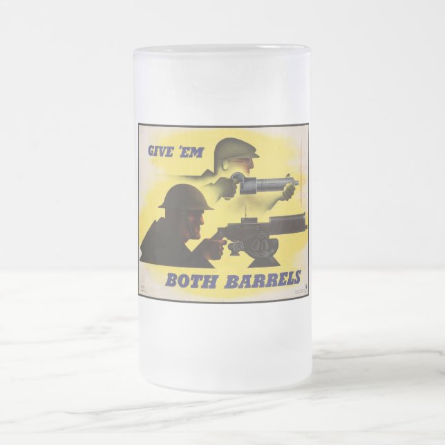 Taza De Cristal Esmerilado Barriles, ejército e industria, esfuerzo de guerra (Centro)