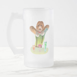 Taza De Cristal Esmerilado Bartending Dog in Retro Bar