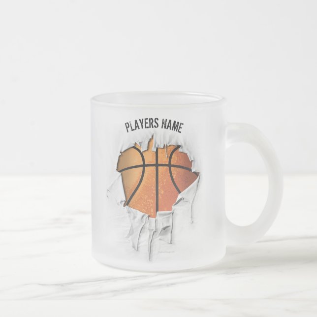 Taza De Cristal Esmerilado Básquetbol desgarrado Café de vidrio escarlatado M (Derecha)
