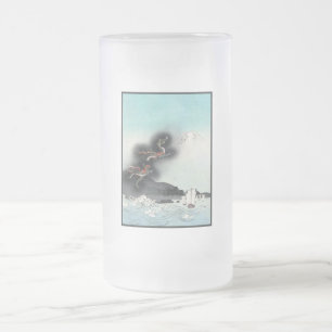 Taza De Cristal Esmerilado Batalla naval Furia del Dragón por el Monte Fuji, 