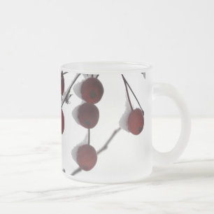 Taza De Cristal Esmerilado Bayas rojas del invierno, 2