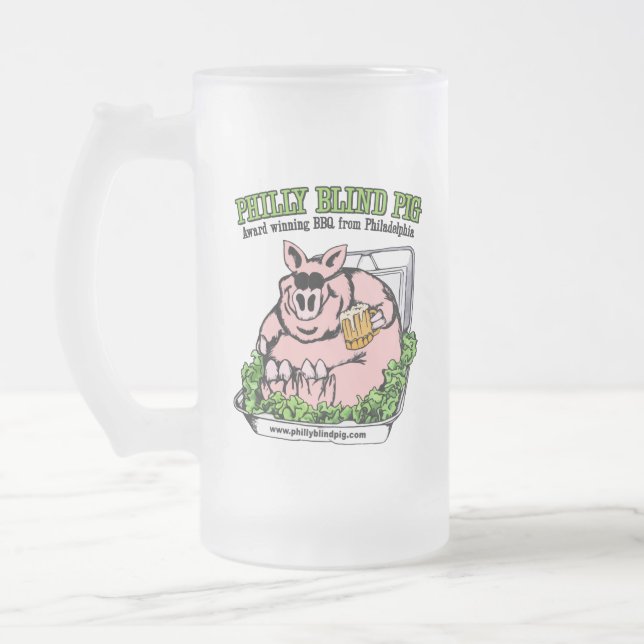 Taza De Cristal Esmerilado Bbq ciego del cerdo de Philly (Izquierda)