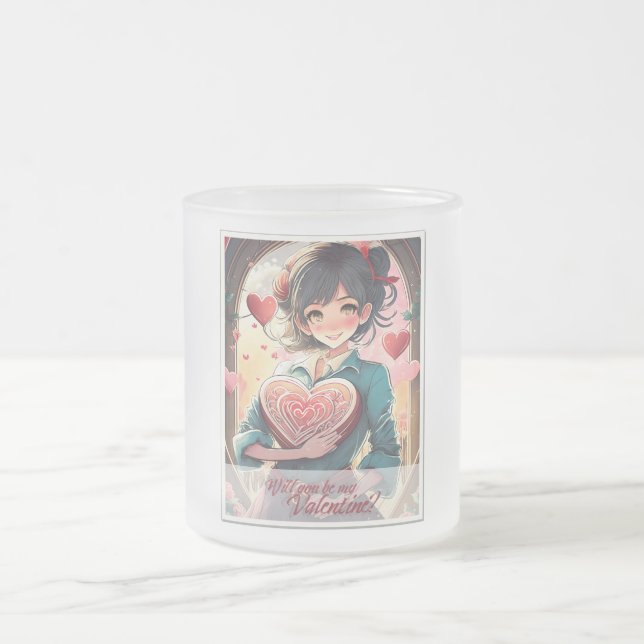 Taza De Cristal Esmerilado Be my Valentine in Manga Style 31470 (Centro)
