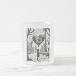 Taza De Cristal Esmerilado Be my Valentine in Manga Style Monocrome 1617