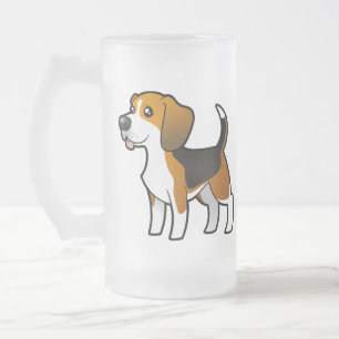 Taza De Cristal Esmerilado Beagle del dibujo animado