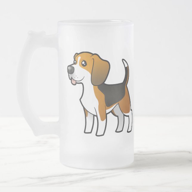 Taza De Cristal Esmerilado Beagle del dibujo animado (Izquierda)