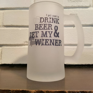 Taza De Cristal Esmerilado Bebe cerveza y Mascota mi cerveza Wiener Dachshund