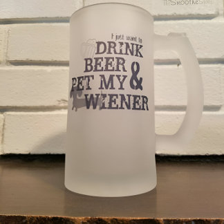 Taza De Cristal Esmerilado Bebe cerveza y Mascota mi cerveza Wiener Dachshund