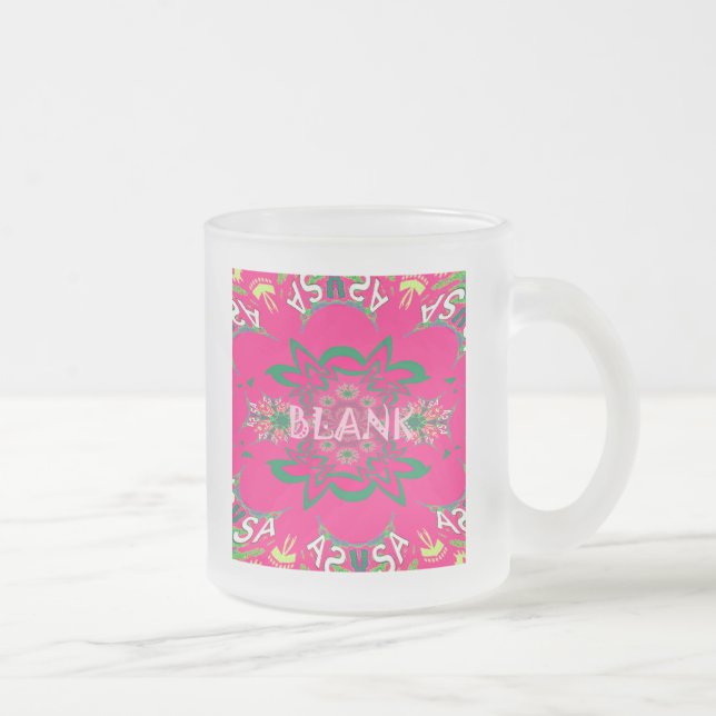 Taza De Cristal Esmerilado Bebé en blanco Vivid Pink Floral Purple Shade Mono (Derecha)