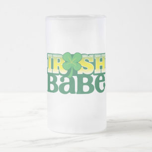 Taza De Cristal Esmerilado ¡BEBÉ IRLANDÉS! lindo con un trébol