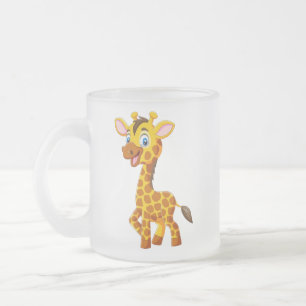 Taza De Cristal Esmerilado Bebé Jirafa Lindo Sonriendo Dibujo-35280