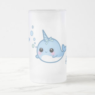 Taza De Cristal Esmerilado Bebé lindo narwhal