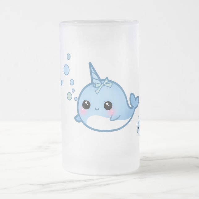 Taza De Cristal Esmerilado Bebé lindo narwhal (Centro)