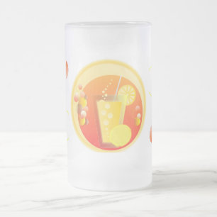 Taza De Cristal Esmerilado Bebida de Lemonade con una tajada de limón