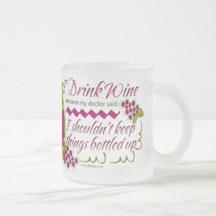 Taza De Cristal Esmerilado Bebo cita divertida del vino