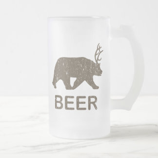 Taza De Cristal Esmerilado Beer Bear Deer