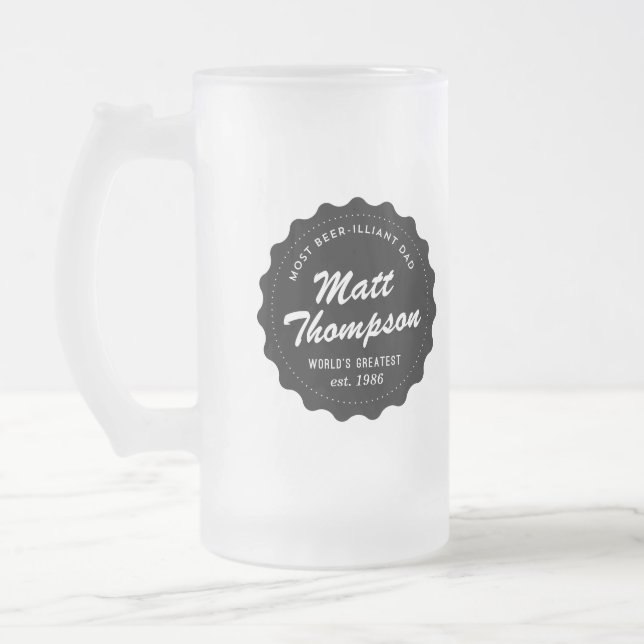 Taza De Cristal Esmerilado Beer illiant Dad (Izquierda)