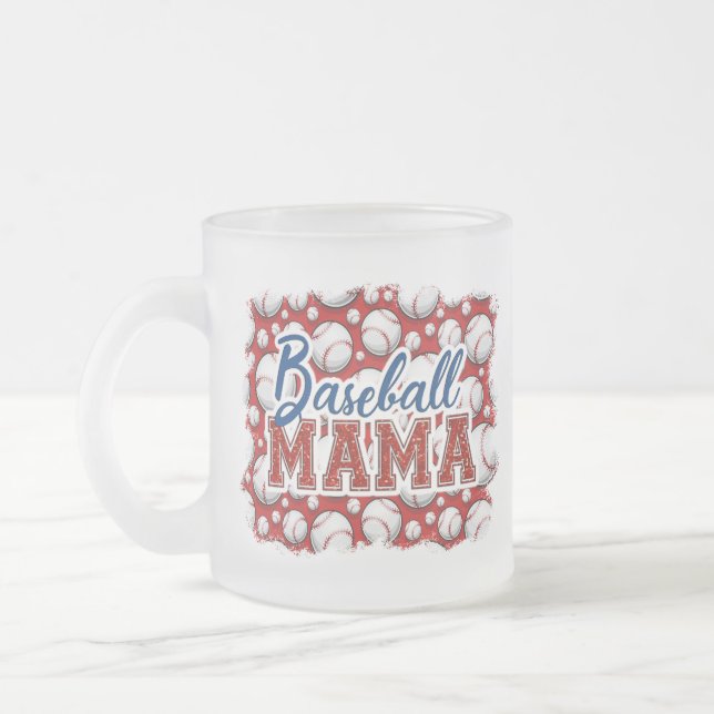 Taza De Cristal Esmerilado Béisbol Mamá Béisbol Tema Frosta Mug (Izquierda)