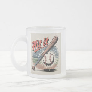 Taza De Cristal Esmerilado Béisbol vintage "Hit It" Deportes retro