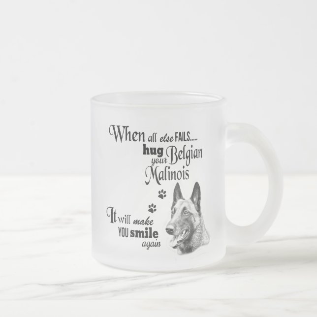 Taza De Cristal Esmerilado Belga Malinois arte moderno slogan de raza de perr (Derecha)