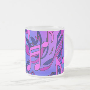 Taza De Cristal Esmerilado Bella música Pink Purple Blue Lively Pattern
