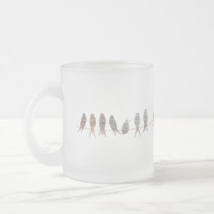 Taza De Cristal Esmerilado Bellas Aves Modernas Y Sencillas En Una Cabina