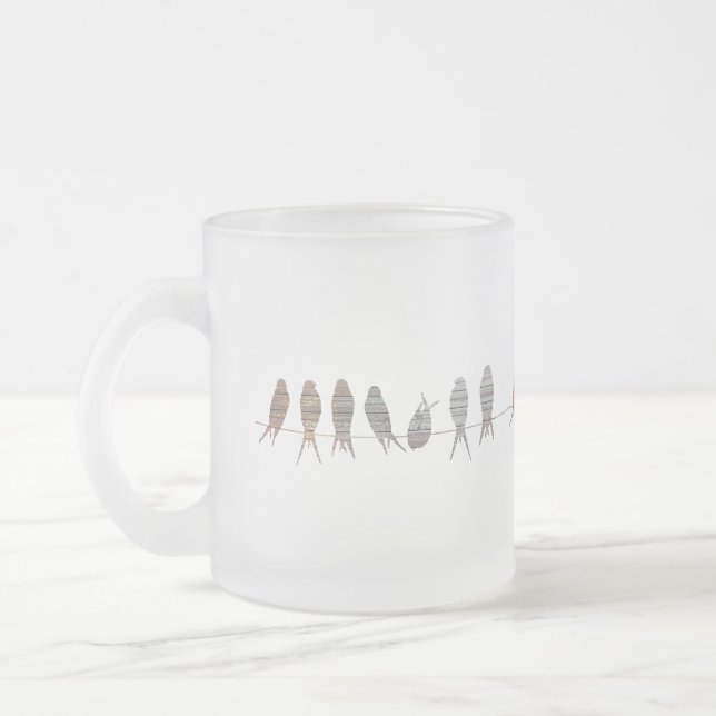 Taza De Cristal Esmerilado Bellas Aves Modernas Y Sencillas En Una Cabina (Izquierda)