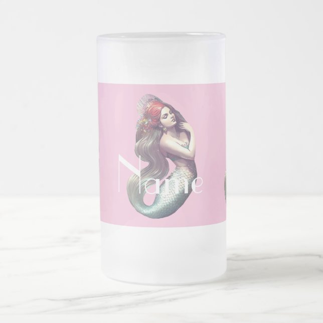Taza De Cristal Esmerilado Belleza de la sirena pelirroja Thunder_Cove (Centro)