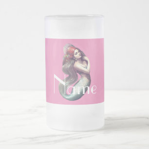 Taza De Cristal Esmerilado Belleza de la sirena pelirroja Thunder_Cove