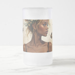 Taza De Cristal Esmerilado Belleza Etérea en Flor