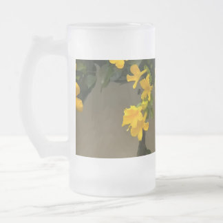 Taza De Cristal Esmerilado Belleza Flor de Oro