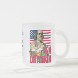 Taza De Cristal Esmerilado BEN DRANKIN Julio 4 Nombre personalizado