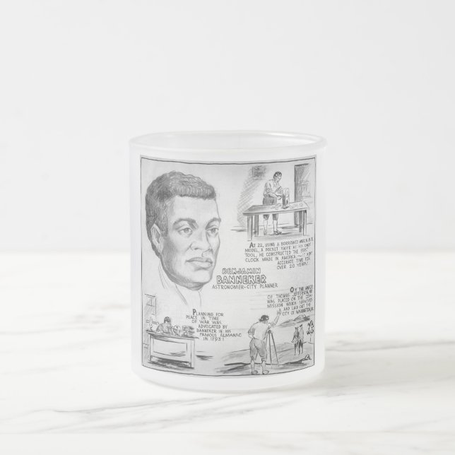 Taza De Cristal Esmerilado Benjamin Banneker: Científico negro y revolucionar (Centro)