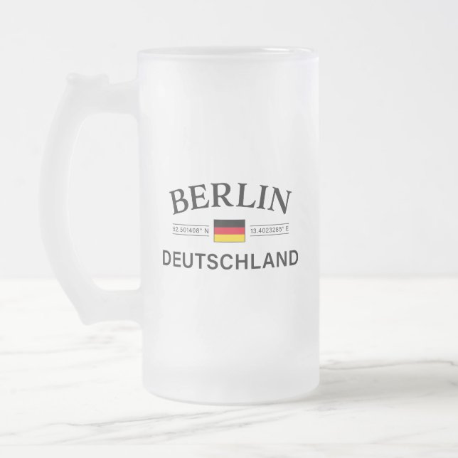 Taza De Cristal Esmerilado Berlín Deutschland coordina Alemania (Izquierda)