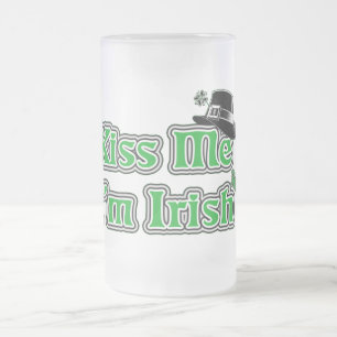 Taza De Cristal Esmerilado Bésame soy irlandés hoy Mugs
