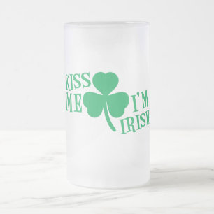 Taza De Cristal Esmerilado BÉSEME que soy irlandés