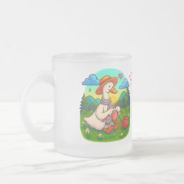 Taza De Cristal Esmerilado Best Mum Cute Knitting Goose Coffee Mug