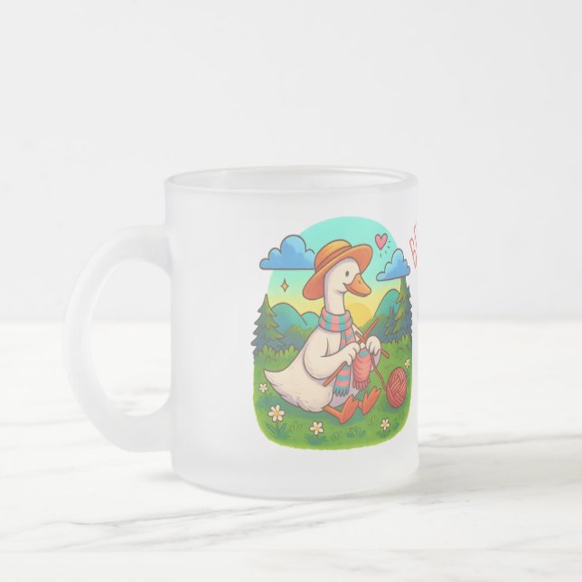 Taza De Cristal Esmerilado Best Mum Cute Knitting Goose Coffee Mug (Izquierda)