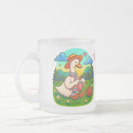 Taza De Cristal Esmerilado Best Mum Cute Knitting Goose Coffee Mug