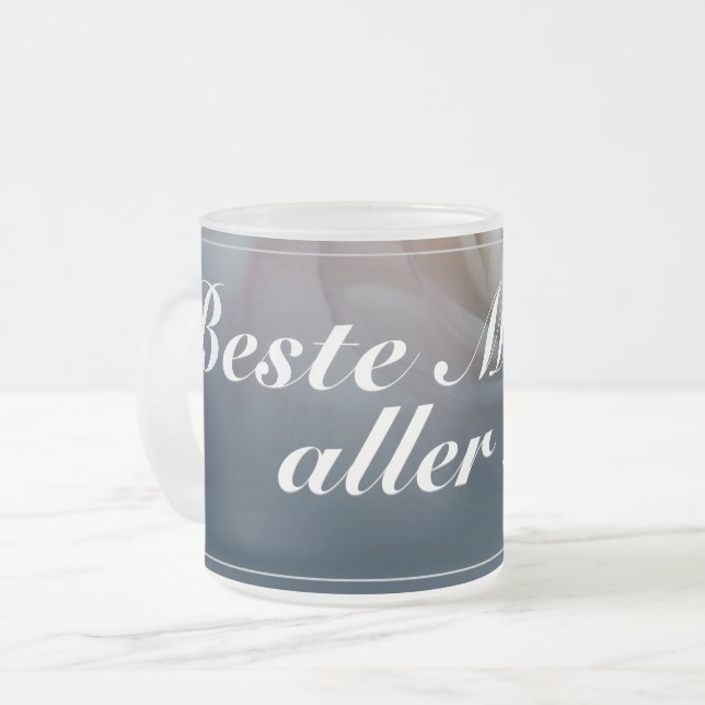 Taza De Cristal Esmerilado Beste Mutter aller Zeiten mit großer Rosa rosa (Anverso izquierdo)