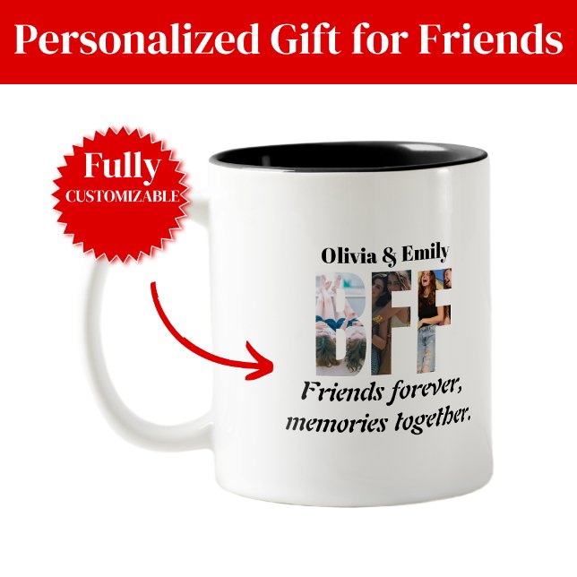 Taza De Cristal Esmerilado BFF Photo Mug – Personalized Gift for Friends (BFF Photo Mug Personalized Gift for Friends)